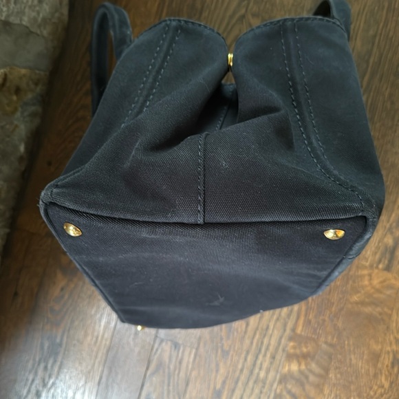 Authentic PRADA Canapa Canvas Shoulder Hand Bag Purse Black - Picture 8 of 17